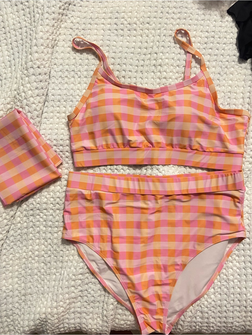 2XL Pink & Orange Gingham 3-Piece Swim Set
